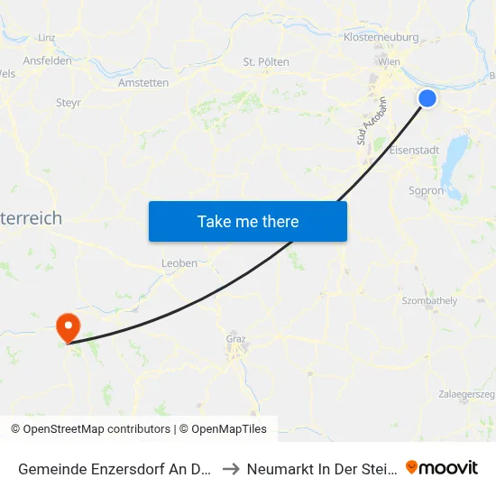 Gemeinde Enzersdorf An Der Fischa to Neumarkt In Der Steiermark map