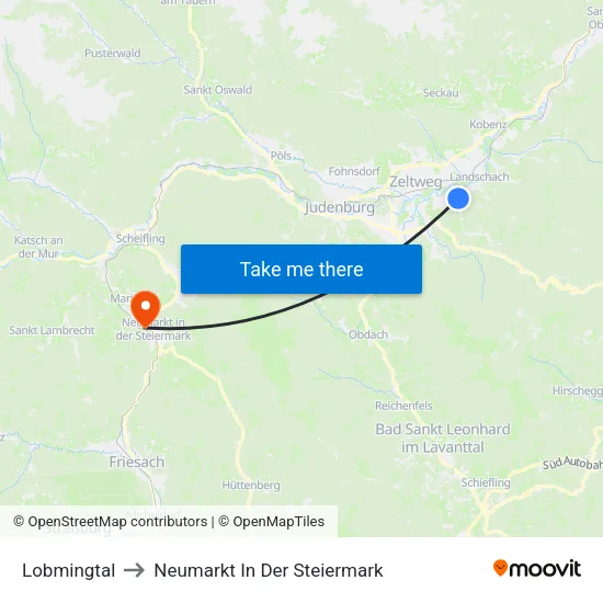 Lobmingtal to Neumarkt In Der Steiermark map