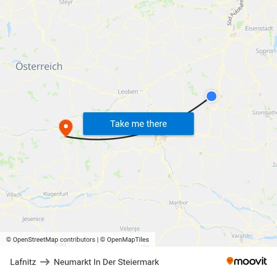 Lafnitz to Neumarkt In Der Steiermark map