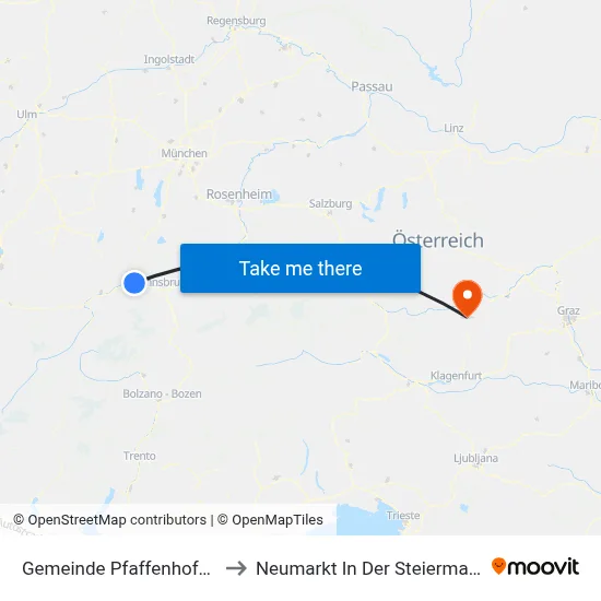 Gemeinde Pfaffenhofen to Neumarkt In Der Steiermark map