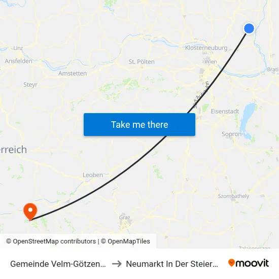 Gemeinde Velm-Götzendorf to Neumarkt In Der Steiermark map