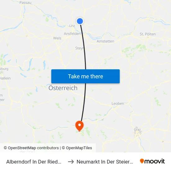 Alberndorf In Der Riedmark to Neumarkt In Der Steiermark map