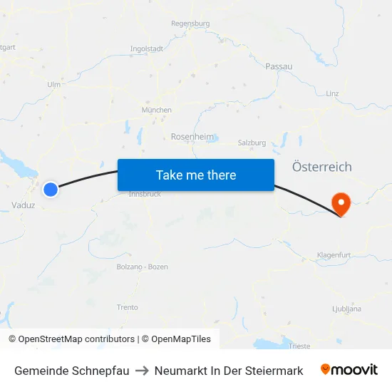 Gemeinde Schnepfau to Neumarkt In Der Steiermark map