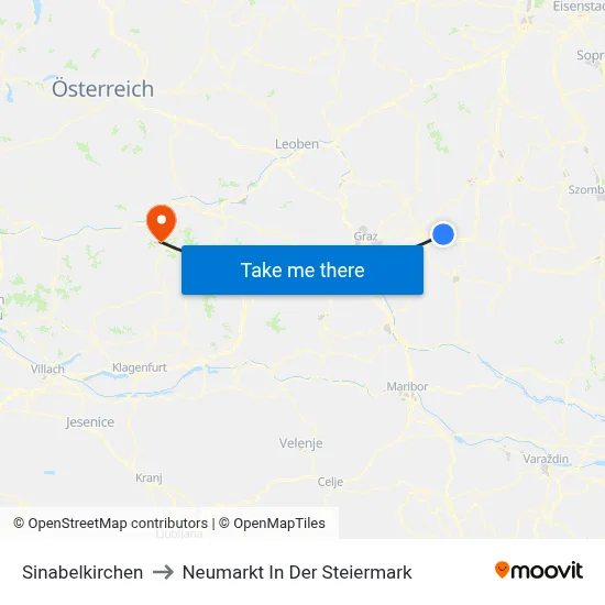 Sinabelkirchen to Neumarkt In Der Steiermark map