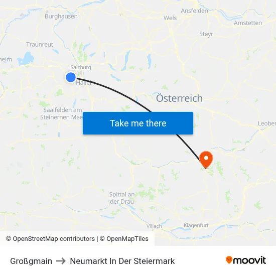 Großgmain to Neumarkt In Der Steiermark map