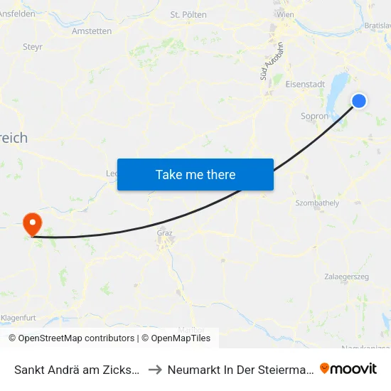 Sankt Andrä am Zicksee to Neumarkt In Der Steiermark map