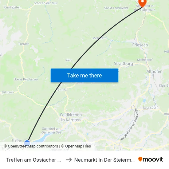 Treffen am Ossiacher See to Neumarkt In Der Steiermark map