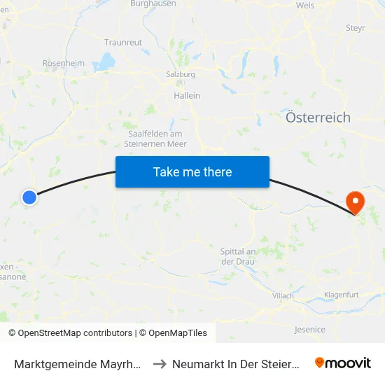 Marktgemeinde Mayrhofen to Neumarkt In Der Steiermark map