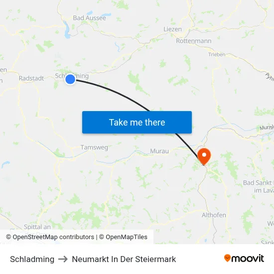 Schladming to Neumarkt In Der Steiermark map