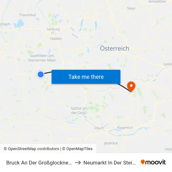 Bruck An Der Großglocknerstraße to Neumarkt In Der Steiermark map