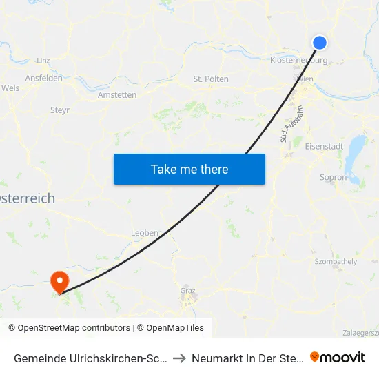 Gemeinde Ulrichskirchen-Schleinbach to Neumarkt In Der Steiermark map