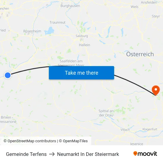 Gemeinde Terfens to Neumarkt In Der Steiermark map