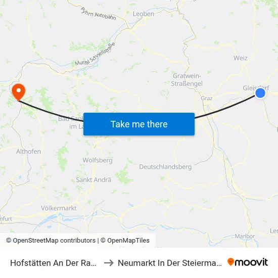 Hofstätten An Der Raab to Neumarkt In Der Steiermark map