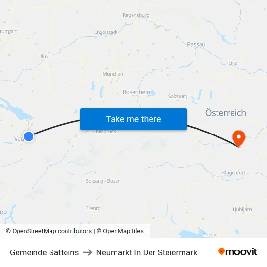 Gemeinde Satteins to Neumarkt In Der Steiermark map