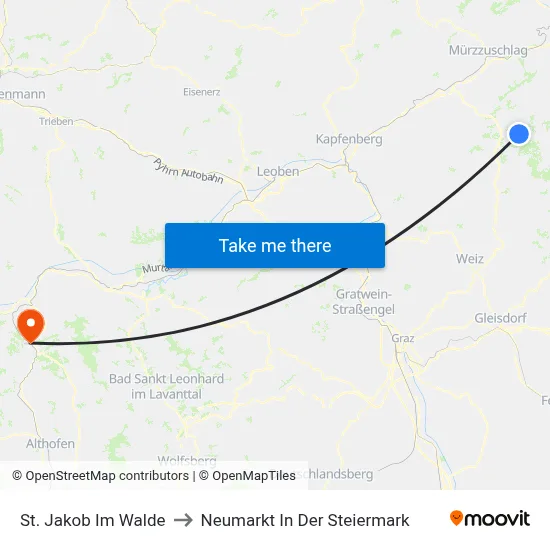 St. Jakob Im Walde to Neumarkt In Der Steiermark map