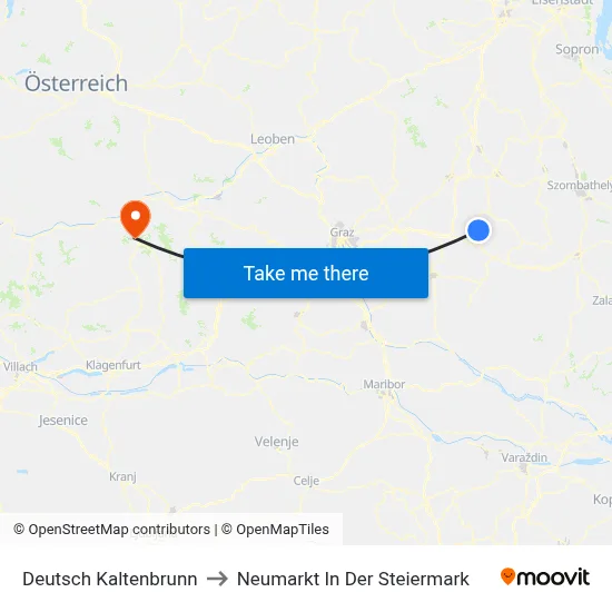 Deutsch Kaltenbrunn to Neumarkt In Der Steiermark map