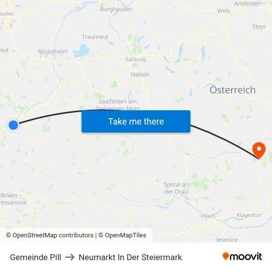 Gemeinde Pill to Neumarkt In Der Steiermark map