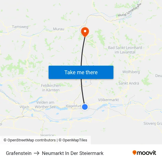 Grafenstein to Neumarkt In Der Steiermark map