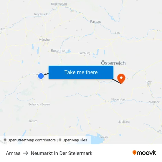 Amras to Neumarkt In Der Steiermark map