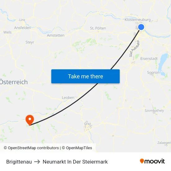 Brigittenau to Neumarkt In Der Steiermark map
