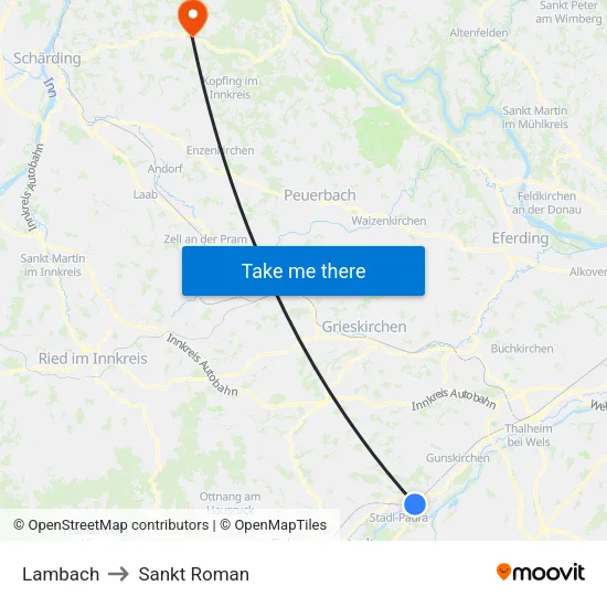 Lambach to Sankt Roman map