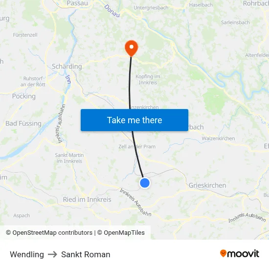 Wendling to Sankt Roman map