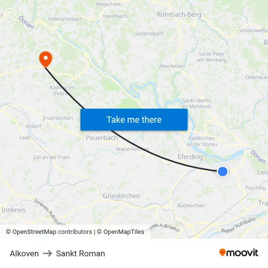 Alkoven to Sankt Roman map