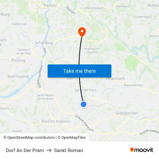 Dorf An Der Pram to Sankt Roman map
