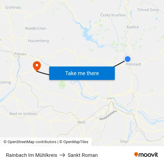 Rainbach Im Mühlkreis to Sankt Roman map