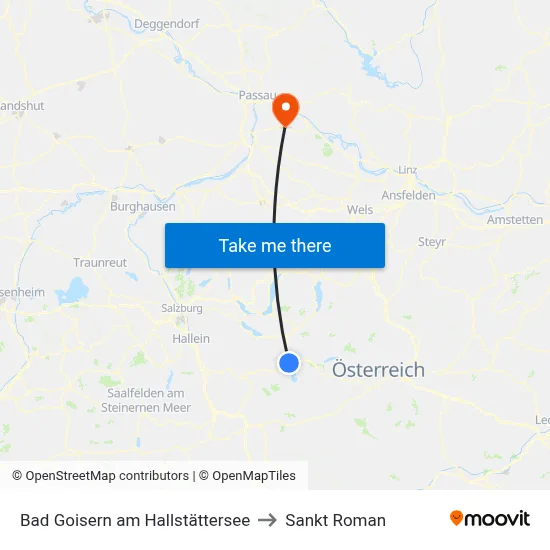 Bad Goisern am Hallstättersee to Sankt Roman map