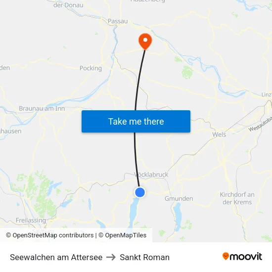 Seewalchen am Attersee to Sankt Roman map