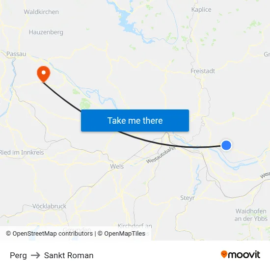 Perg to Sankt Roman map
