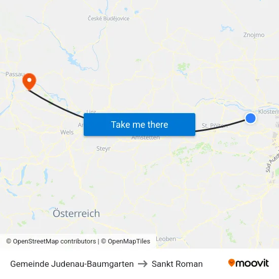 Gemeinde Judenau-Baumgarten to Sankt Roman map