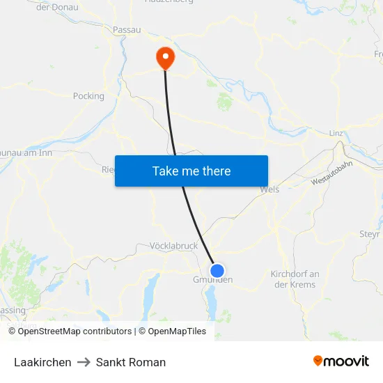 Laakirchen to Sankt Roman map