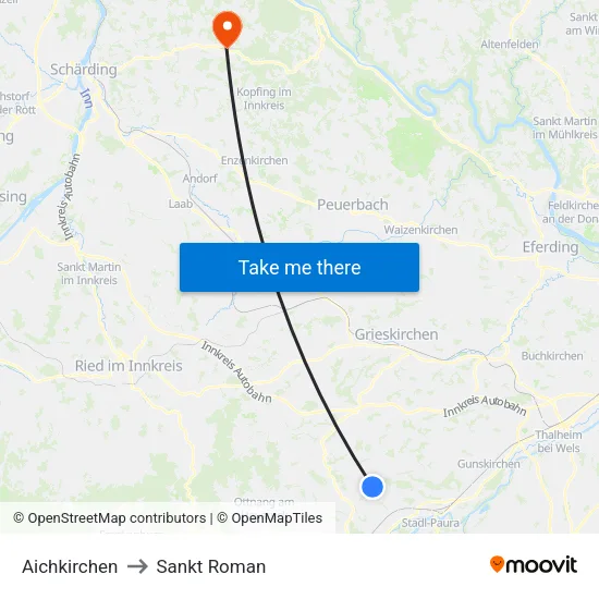 Aichkirchen to Sankt Roman map