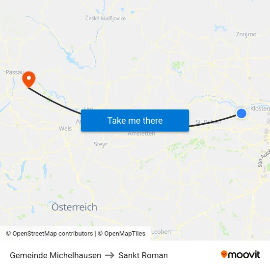 Gemeinde Michelhausen to Sankt Roman map