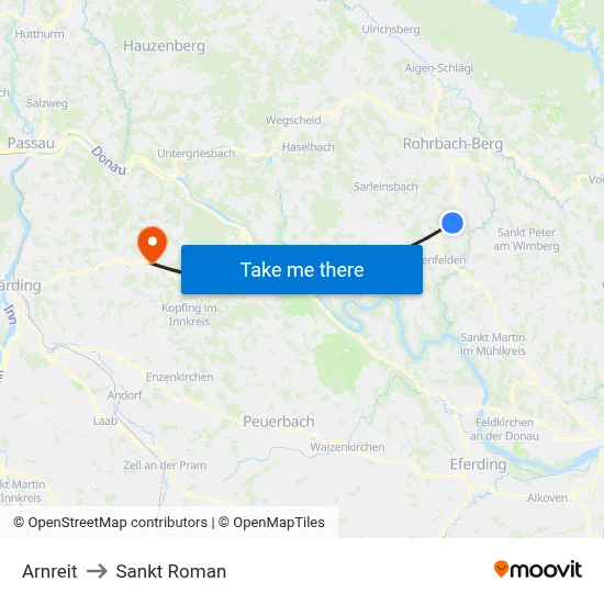Arnreit to Sankt Roman map
