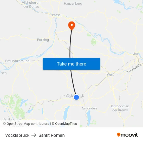 Vöcklabruck to Sankt Roman map