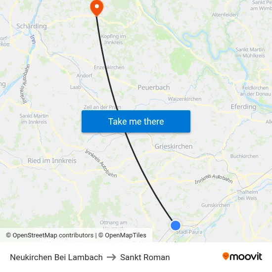 Neukirchen Bei Lambach to Sankt Roman map