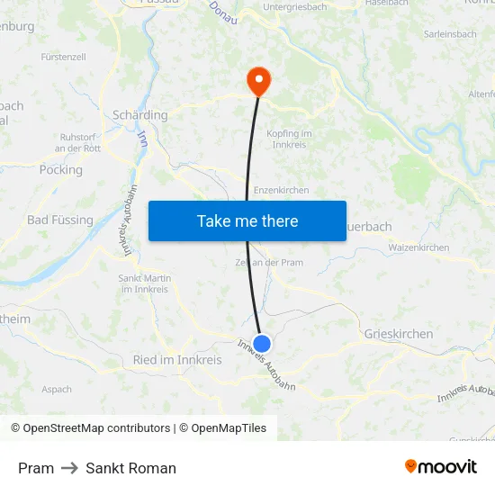 Pram to Sankt Roman map