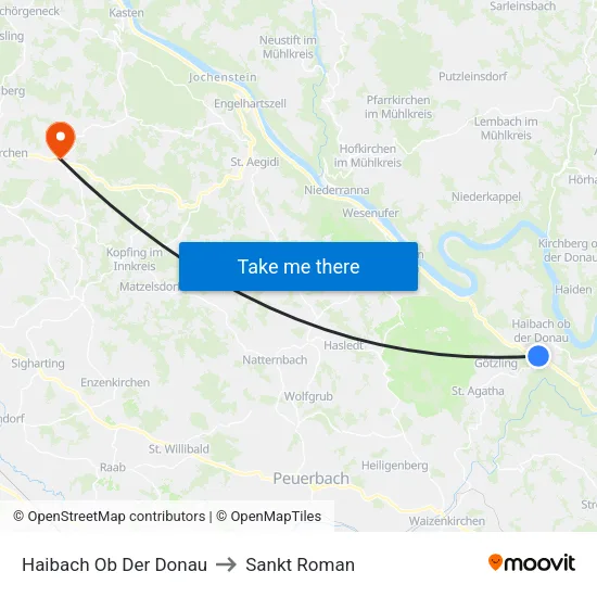 Haibach Ob Der Donau to Sankt Roman map