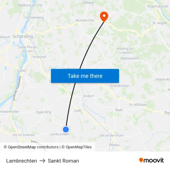 Lambrechten to Sankt Roman map