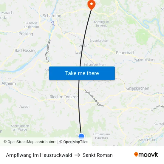 Ampflwang Im Hausruckwald to Sankt Roman map