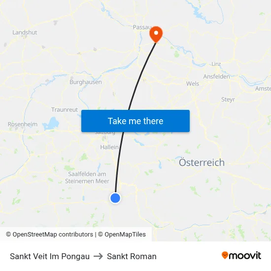 Sankt Veit Im Pongau to Sankt Roman map