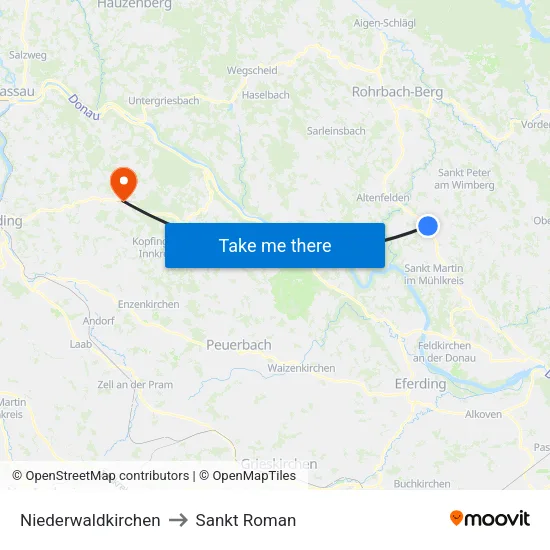 Niederwaldkirchen to Sankt Roman map