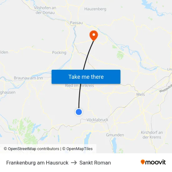 Frankenburg am Hausruck to Sankt Roman map