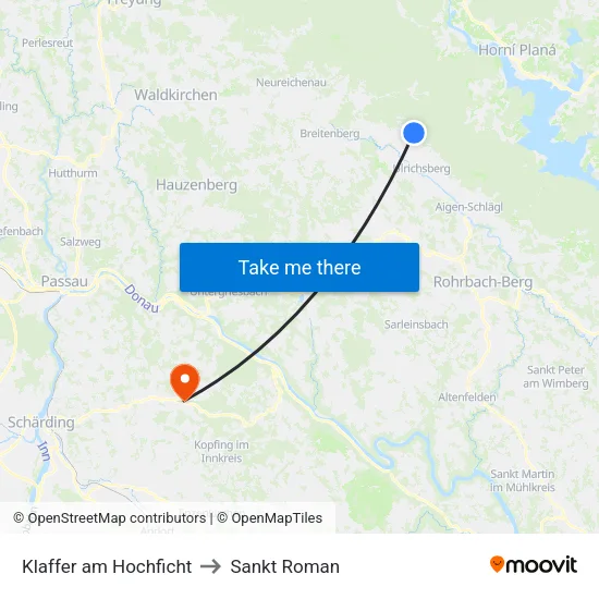 Klaffer am Hochficht to Sankt Roman map
