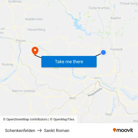 Schenkenfelden to Sankt Roman map