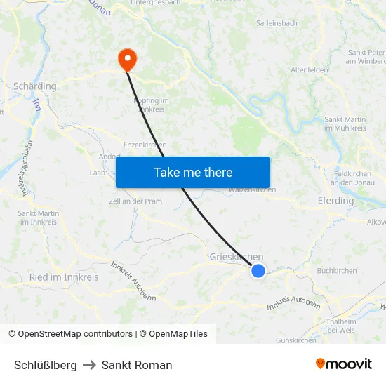 Schlüßlberg to Sankt Roman map
