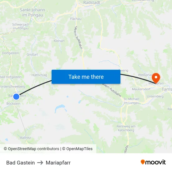 Bad Gastein to Mariapfarr map
